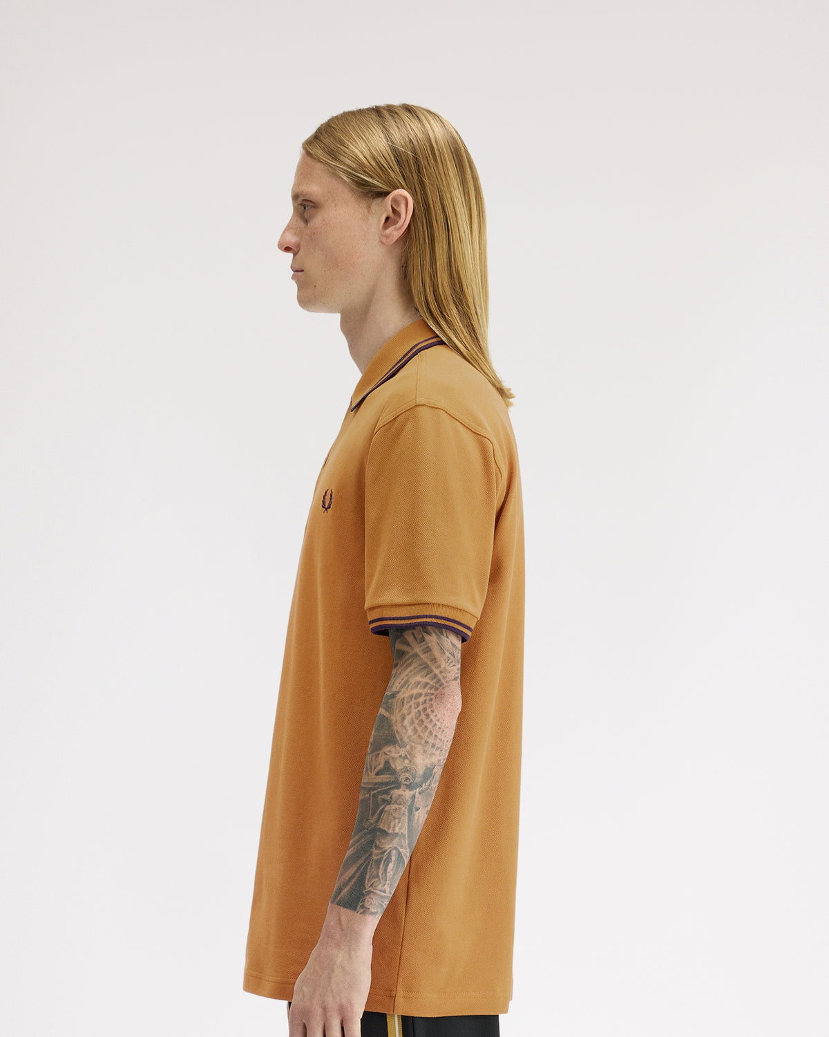 Fred Perry Twin Tipped Polo Shirt - Dark Caramel / Navy