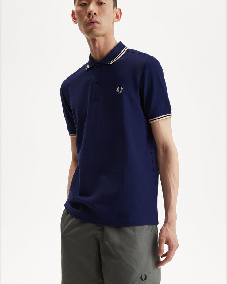Fred Perry Twin Tipped Polo Shirt - French Navy / Ice Cream – JEANSTORE