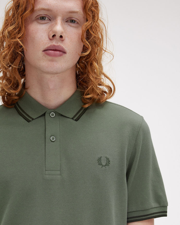 Fred Perry Twin Tipped Polo Shirt - Laurel Wreath Green / Night Green