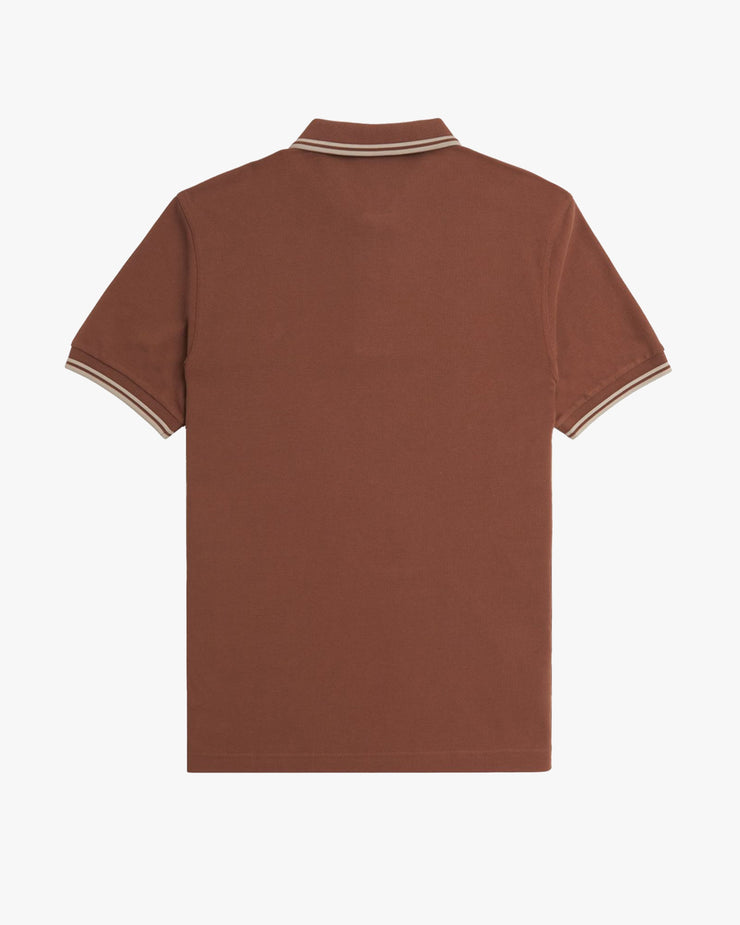 Fred Perry Twin Tipped Polo Shirt - Whisky Brown / Porridge Marl