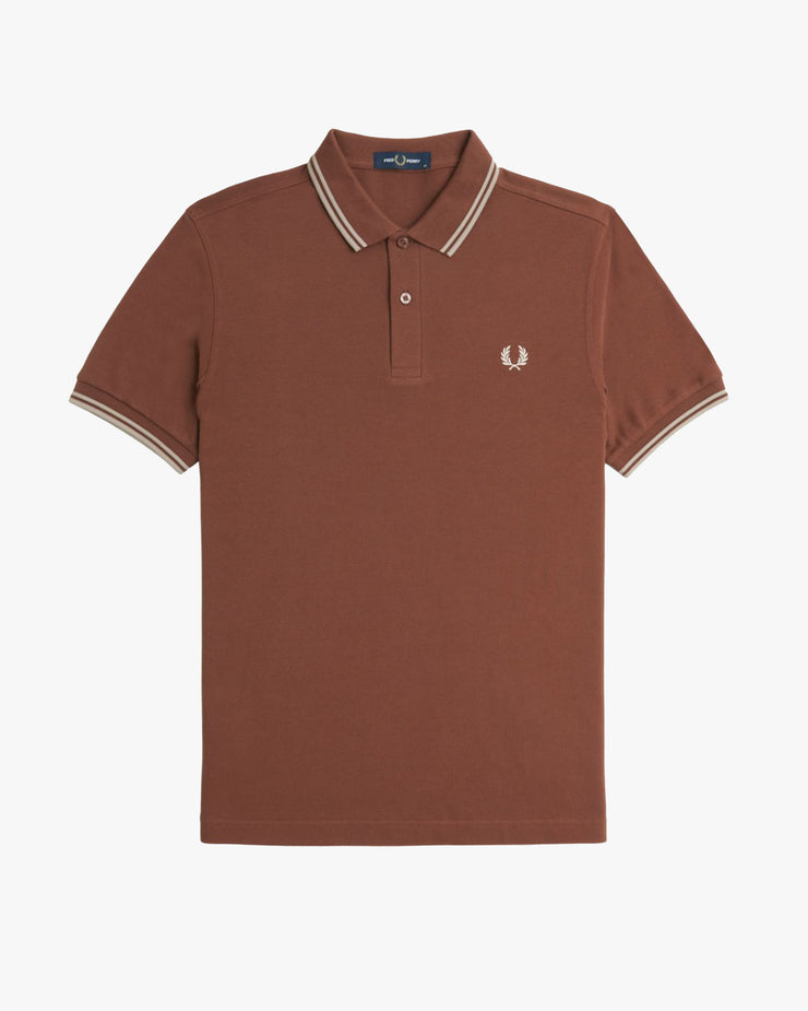 Fred Perry Twin Tipped Polo Shirt - Whisky Brown / Porridge Marl