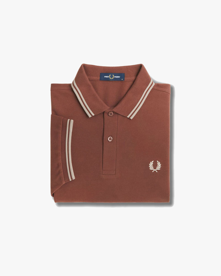 Fred Perry Twin Tipped Polo Shirt - Whisky Brown / Porridge Marl