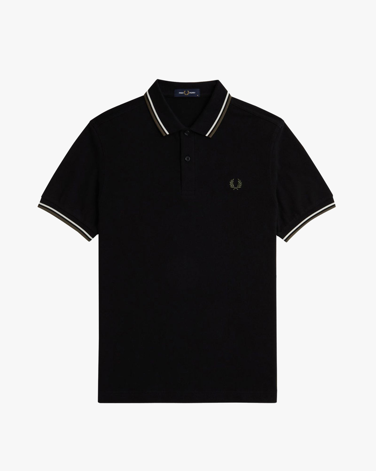 Fred Perry Twin Tipped Polo Shirt - Black / Ecru / Laurel Wreath Green | Fred Perry Polo Shirts | JEANSTORE