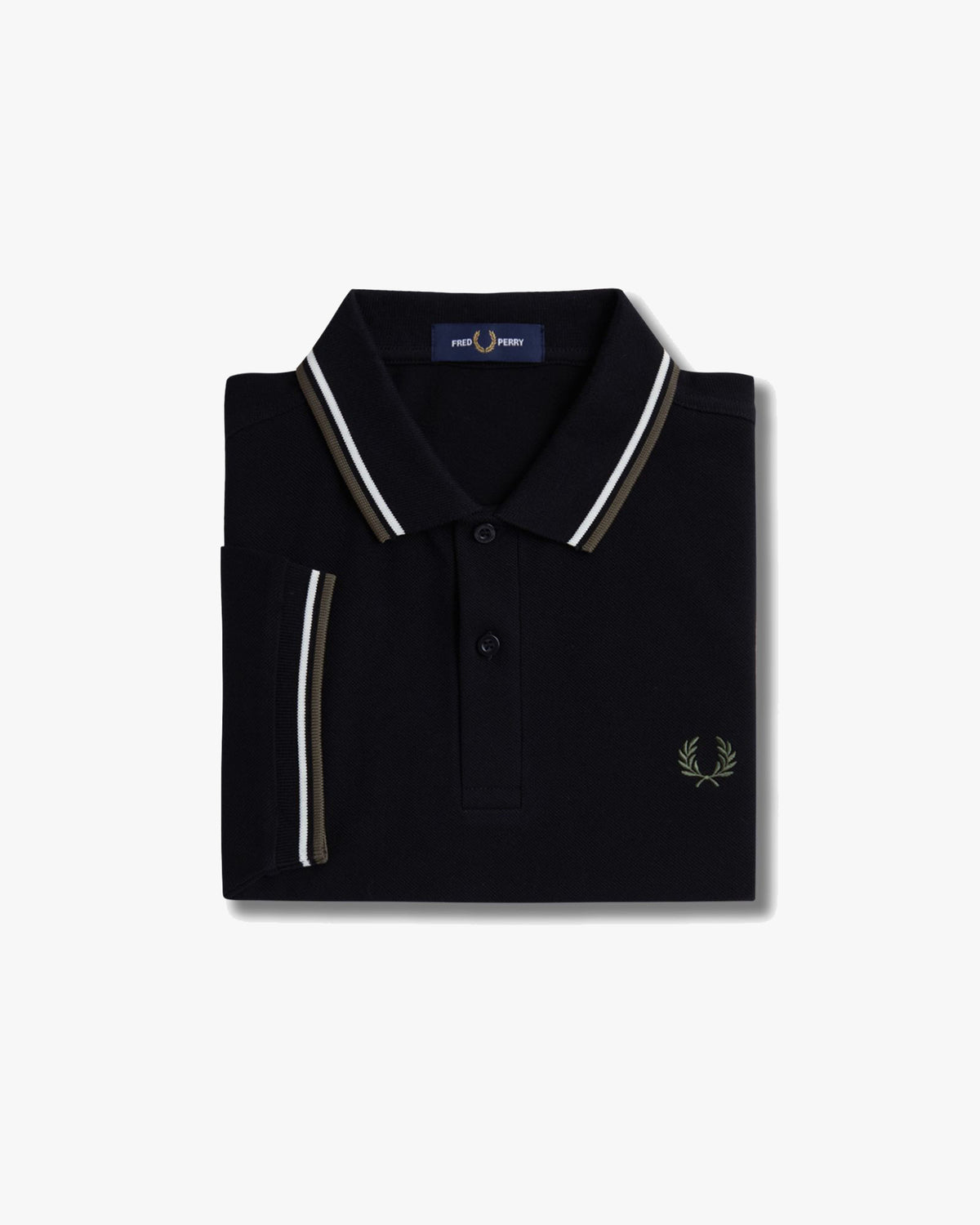Fred Perry Twin Tipped Polo Shirt - Black / Ecru / Laurel Wreath Green | Fred Perry Polo Shirts | JEANSTORE