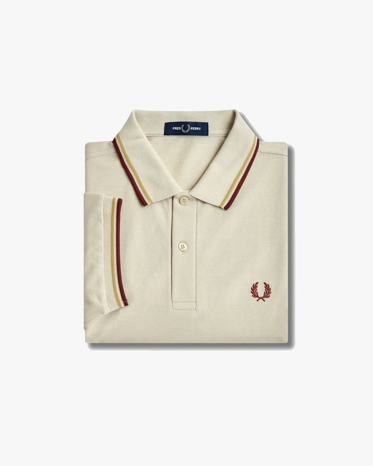 Fred Perry Twin Tipped Polo Shirt - Oatmeal / Honeycomb / Whisky Brown