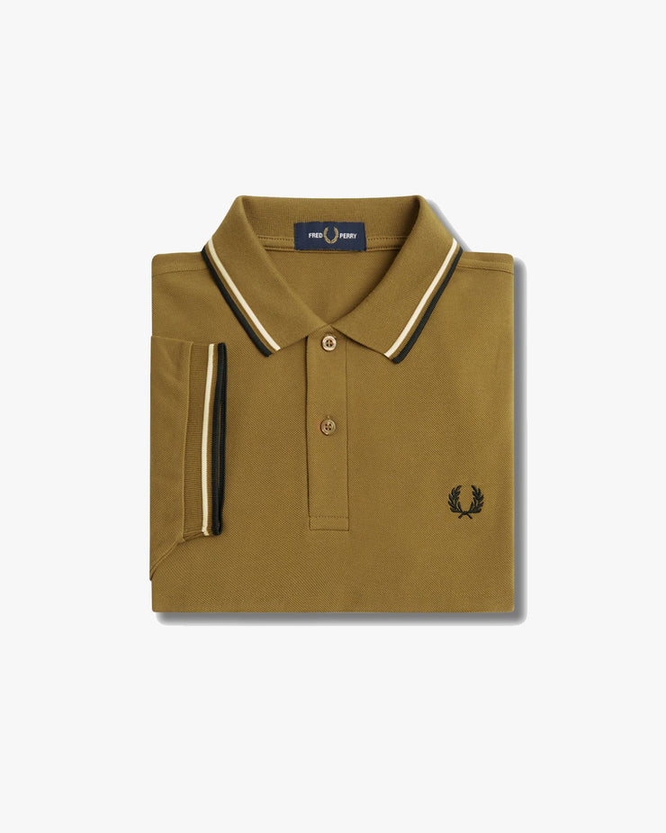 Fred Perry Twin Tipped Polo Shirt - Shaded Stone / Ice Cream / Black