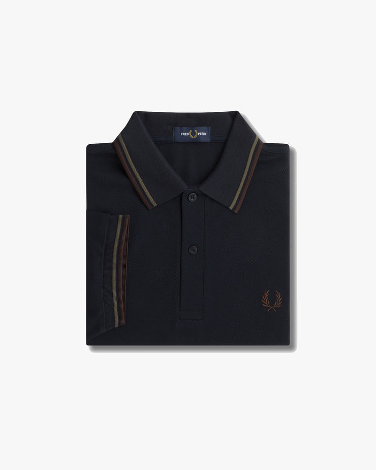 Fred Perry Twin Tipped Polo Shirt - Navy / Laurel Wreath Green