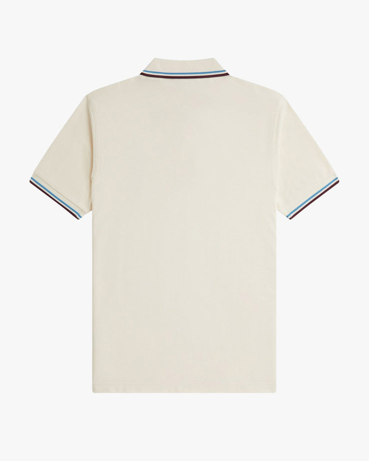 Fred Perry Twin Tipped Polo Shirt - Ecru / Court Blue / Oxblood | Fred Perry Polo Shirts | JEANSTORE
