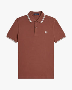Fred Perry Twin Tipped Polo Shirt - Whisky Brown / Ecru