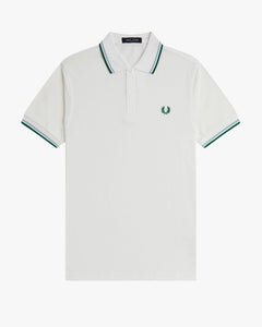 Fred Perry Twin Tipped Polo Shirt - Snow White / Track Blue / Sport Green