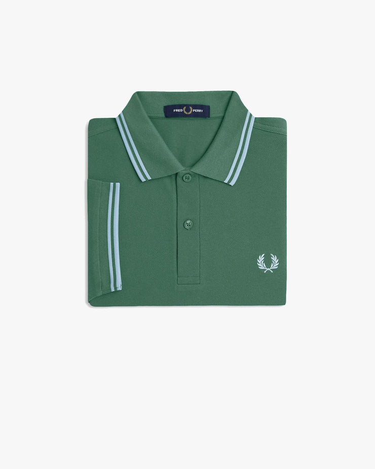 Fred Perry Twin Tipped Polo Shirt - Sport Green / Track Blue | Fred Perry Polo Shirts | JEANSTORE