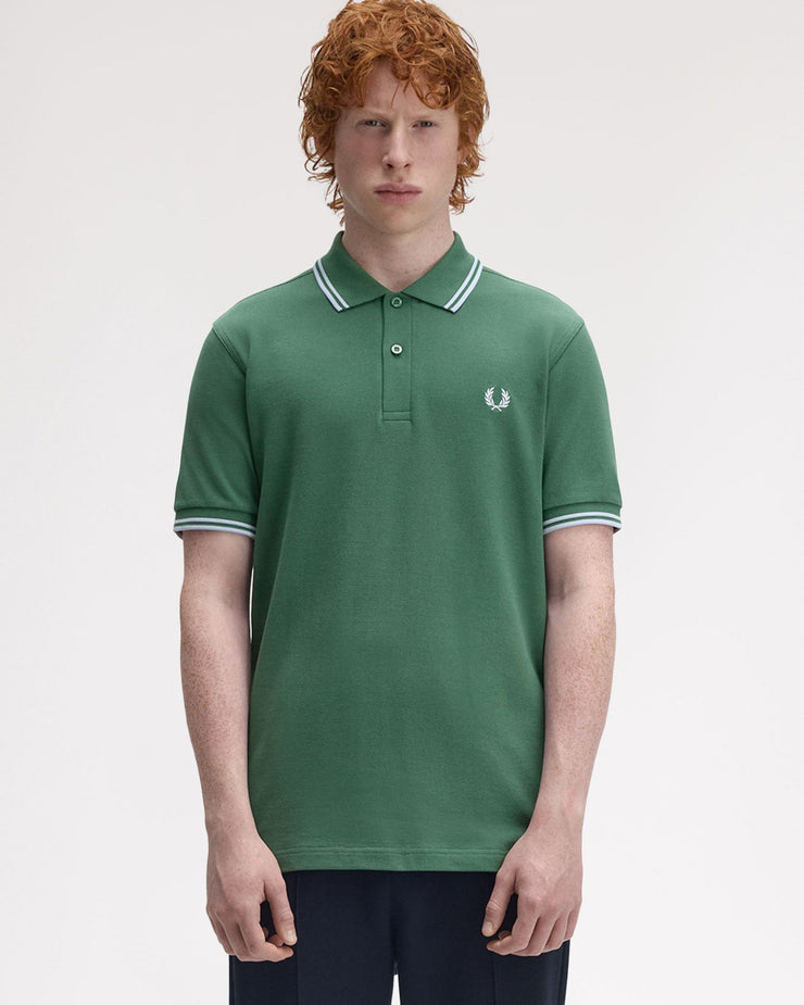 トップス Made in ENGLAND/FRED PERRY M12 Green Fred Perry M12 Twin Tipped Polo Shirt | Hunting Green | M12-601