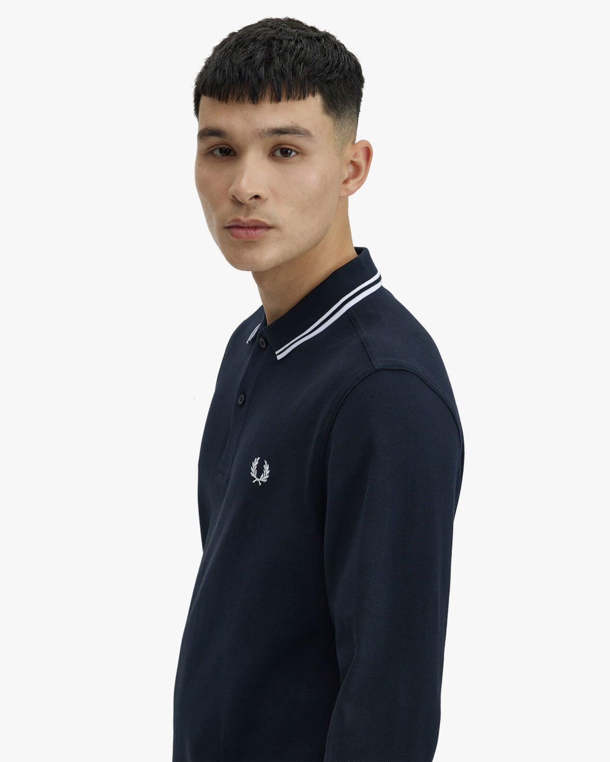 Fred Perry L/S Twin Tipped Polo Shirt - Navy / White