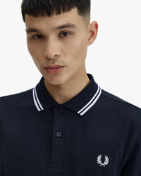 Fred Perry L/S Twin Tipped Polo Shirt - Navy / White