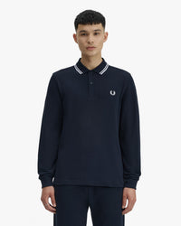 Fred Perry L/S Twin Tipped Polo Shirt - Navy / White