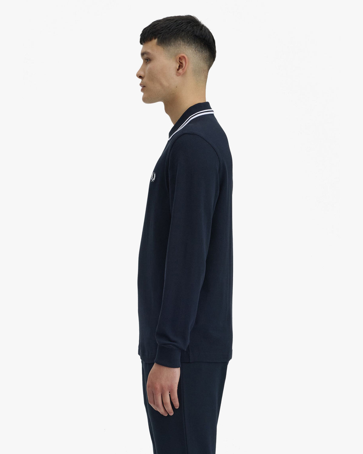 Fred Perry L/S Twin Tipped Polo Shirt - Navy / White