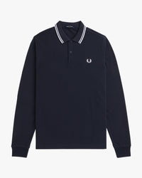 Fred Perry L/S Twin Tipped Polo Shirt - Navy / White