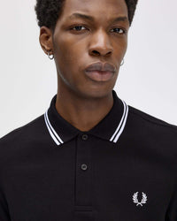 Fred Perry L/S Twin Tipped Polo Shirt - Black | Fred Perry Polo Shirts | JEANSTORE