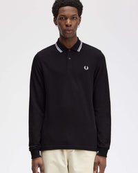 Fred Perry L/S Twin Tipped Polo Shirt - Black | Fred Perry Polo Shirts | JEANSTORE