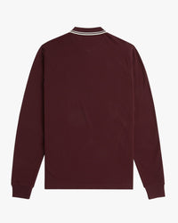 Fred Perry L/S Twin Tipped Polo Shirt - Oxblood / Ecru | Fred Perry Polo Shirts | JEANSTORE