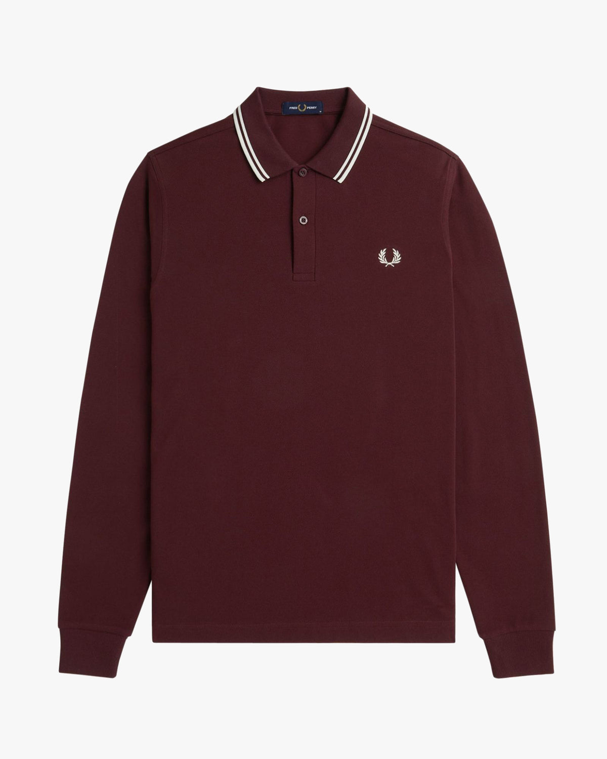 Fred Perry L/S Twin Tipped Polo Shirt - Oxblood / Ecru | Fred Perry Polo Shirts | JEANSTORE