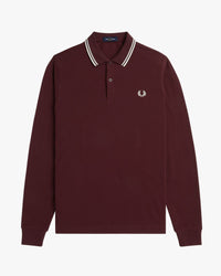 Fred Perry L/S Twin Tipped Polo Shirt - Oxblood / Ecru | Fred Perry Polo Shirts | JEANSTORE