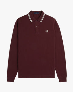 Fred Perry L/S Twin Tipped Polo Shirt - Oxblood / Ecru