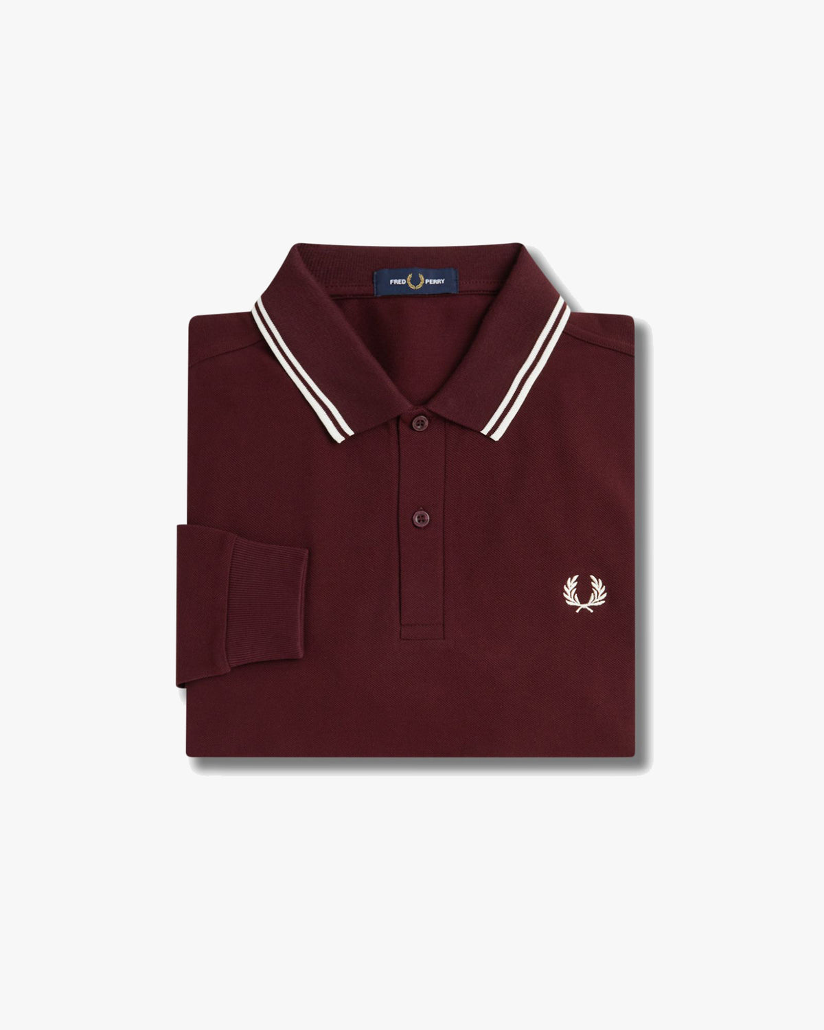 Fred Perry L/S Twin Tipped Polo Shirt - Oxblood / Ecru | Fred Perry Polo Shirts | JEANSTORE