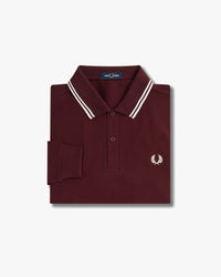 Fred Perry L/S Twin Tipped Polo Shirt - Oxblood / Ecru | Fred Perry Polo Shirts | JEANSTORE