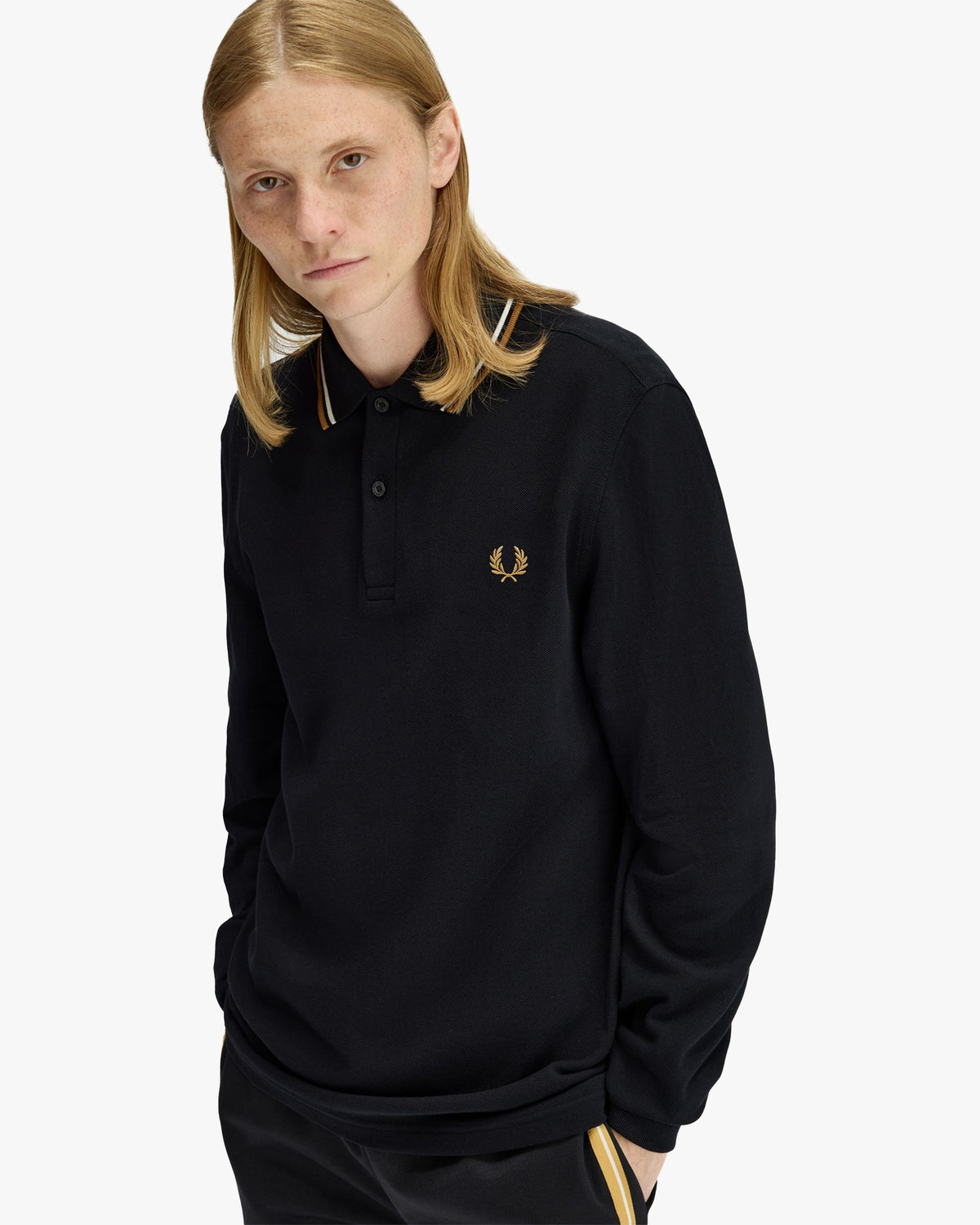 Fred Perry L/S Twin Tipped Polo Shirt - Black