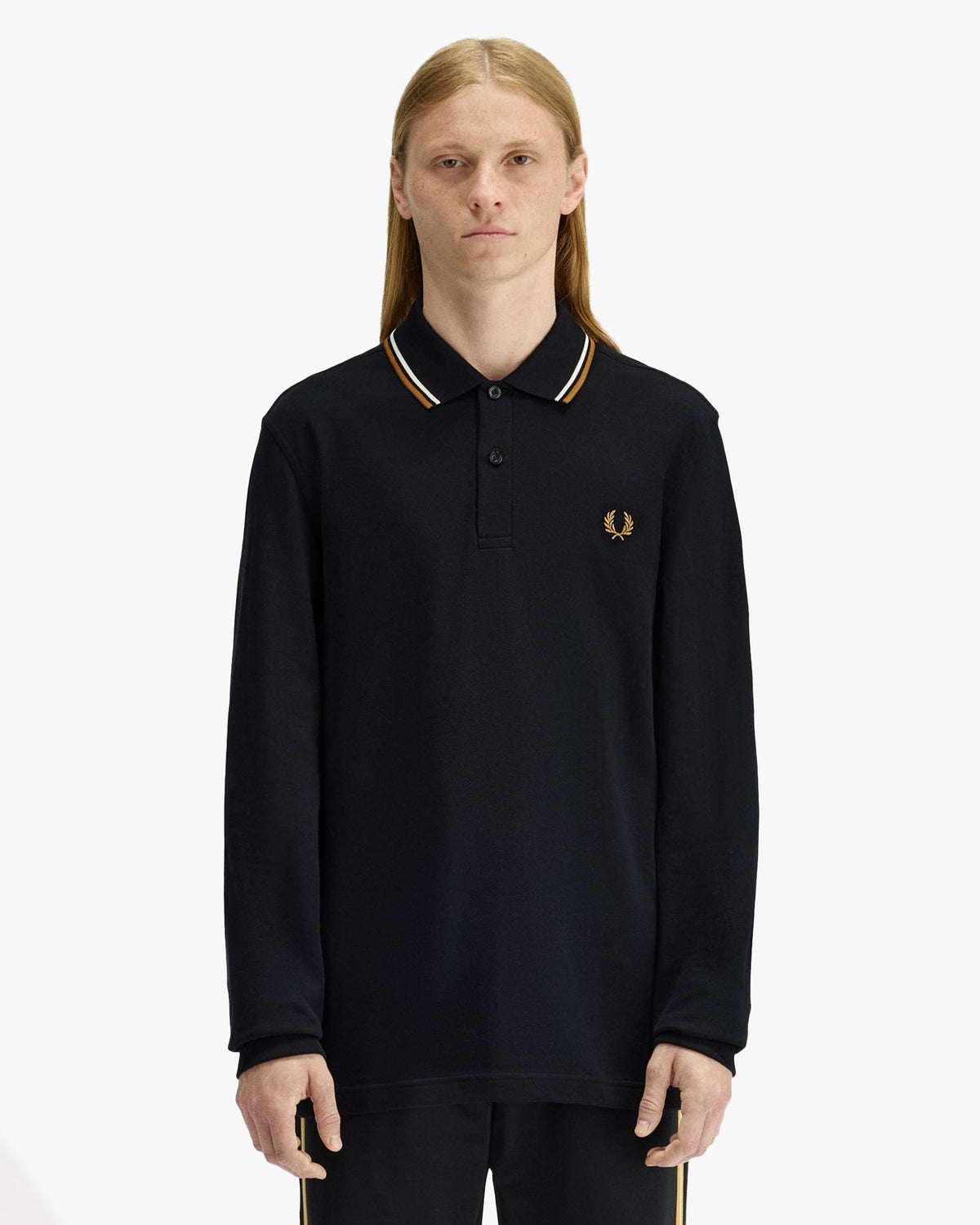 Fred Perry L/S Twin Tipped Polo Shirt - Black