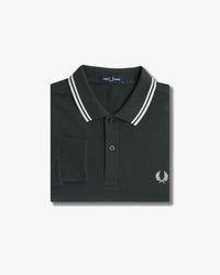 Fred Perry L/S Twin Tipped Polo Shirt - Night Green / Snow White | Fred Perry Polo Shirts | JEANSTORE