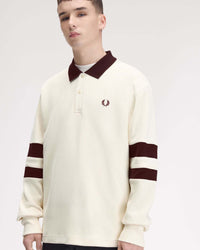 Fred Perry Tipped Sleeve Collared Sweatshirt - Ecru