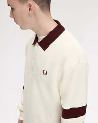 Fred Perry Tipped Sleeve Collared Sweatshirt - Ecru