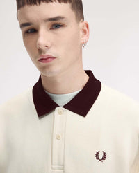 Fred Perry Tipped Sleeve Collared Sweatshirt - Ecru