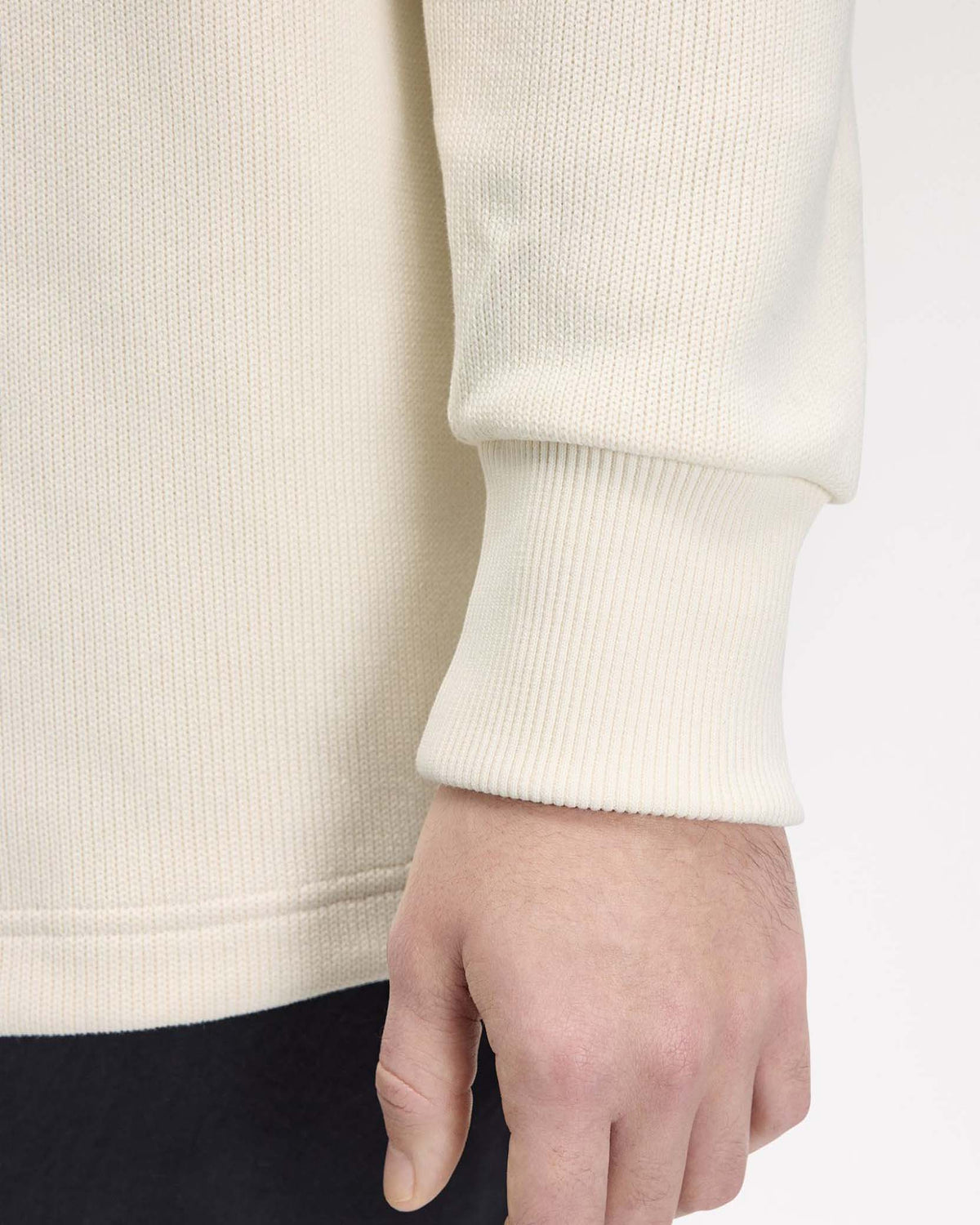 Fred Perry Tipped Sleeve Collared Sweatshirt - Ecru