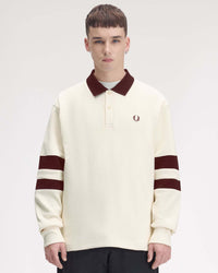 Fred Perry Tipped Sleeve Collared Sweatshirt - Ecru