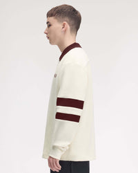 Fred Perry Tipped Sleeve Collared Sweatshirt - Ecru