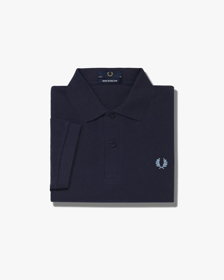 Fred Perry M3 Made In England Plain Polo Shirt - Navy / Ice