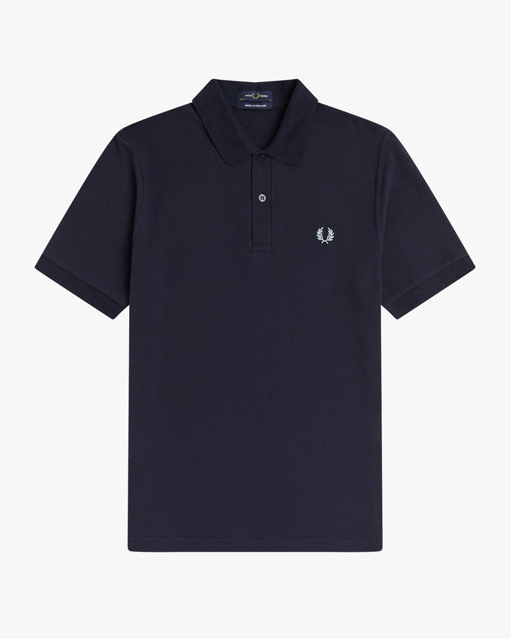 Fred Perry M3 Made In England Plain Polo Shirt - Navy / Ice