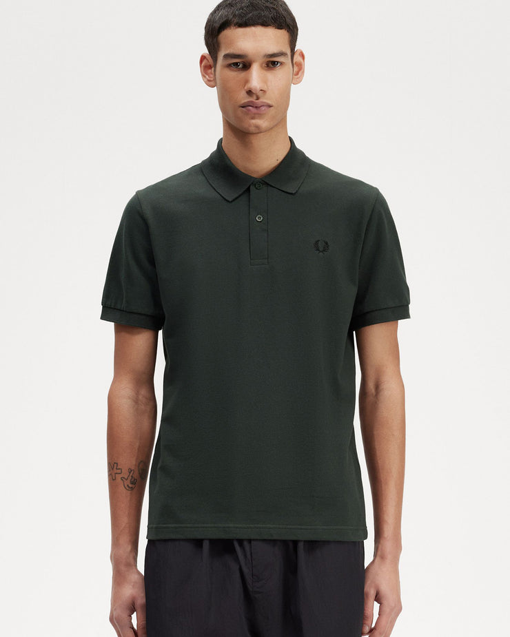 Fred Perry M3 Made In England Plain Polo Shirt - Night Green / Black