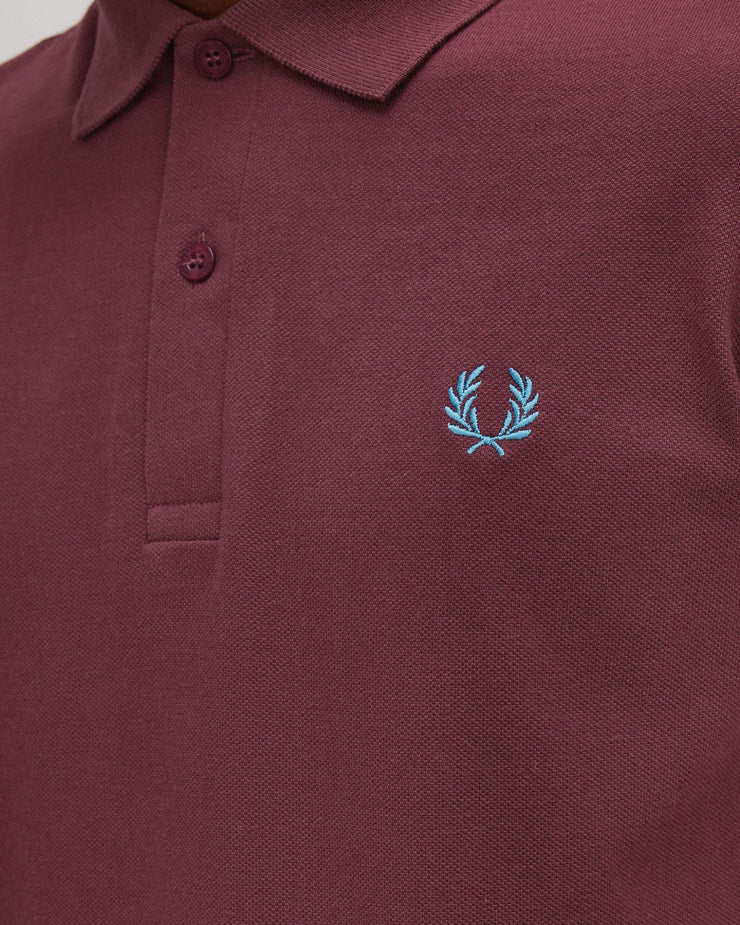 Fred Perry M3 Made In England Plain Polo Shirt - Oxblood / Runaway Bay Ocean