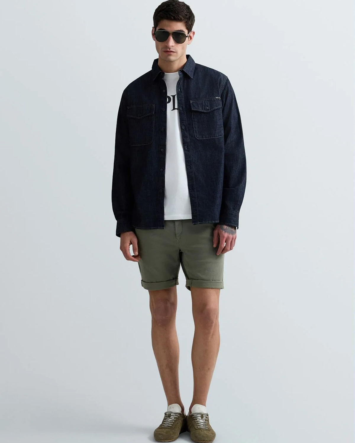 Replay Rinsed Wash Denim Shirt - Dark Blue