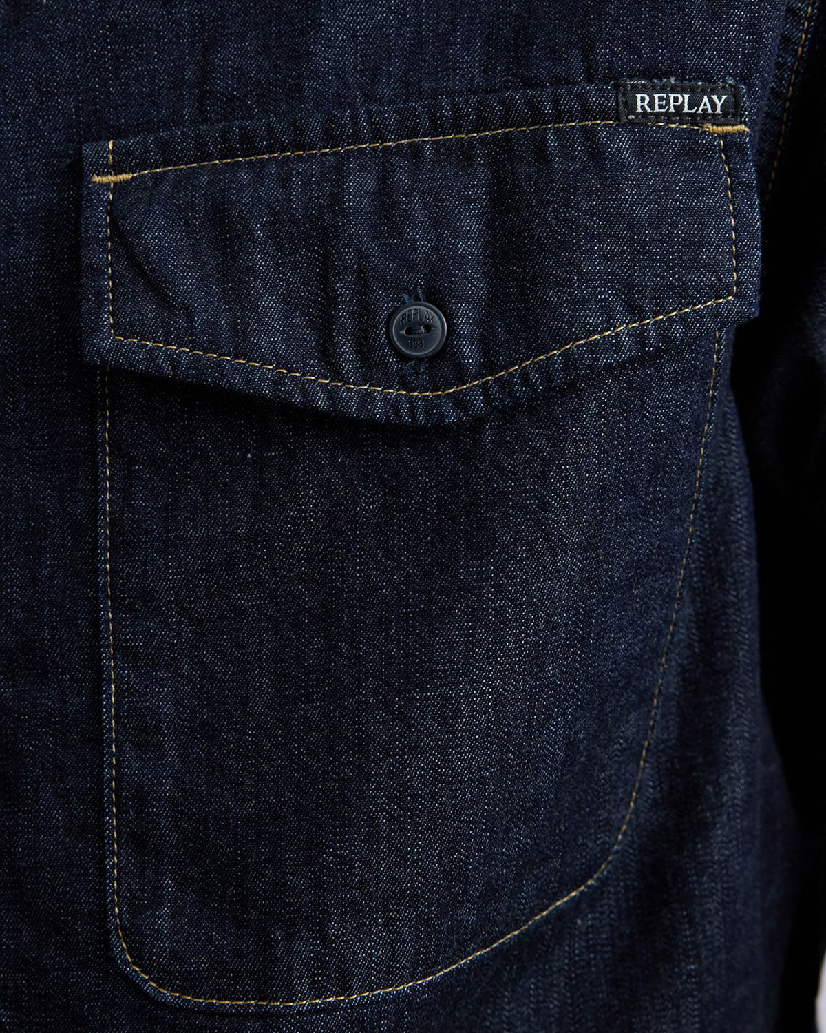 Replay Rinsed Wash Denim Shirt - Dark Blue