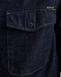 Replay Rinsed Wash Denim Shirt - Dark Blue