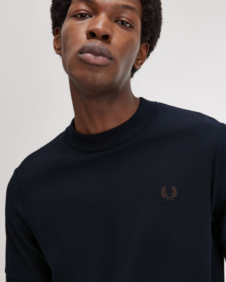 Fred Perry Tipped Cuff Pique T Shirt - Navy / Carrington Road Brick