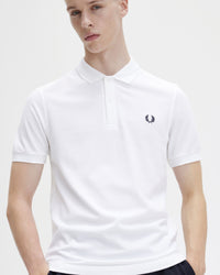 Fred Perry Plain Polo Shirt - White / Navy | Fred Perry Polo Shirts | JEANSTORE