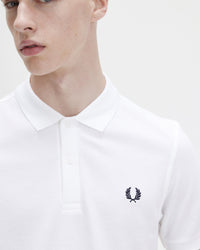 Fred Perry Plain Polo Shirt - White / Navy | Fred Perry Polo Shirts | JEANSTORE