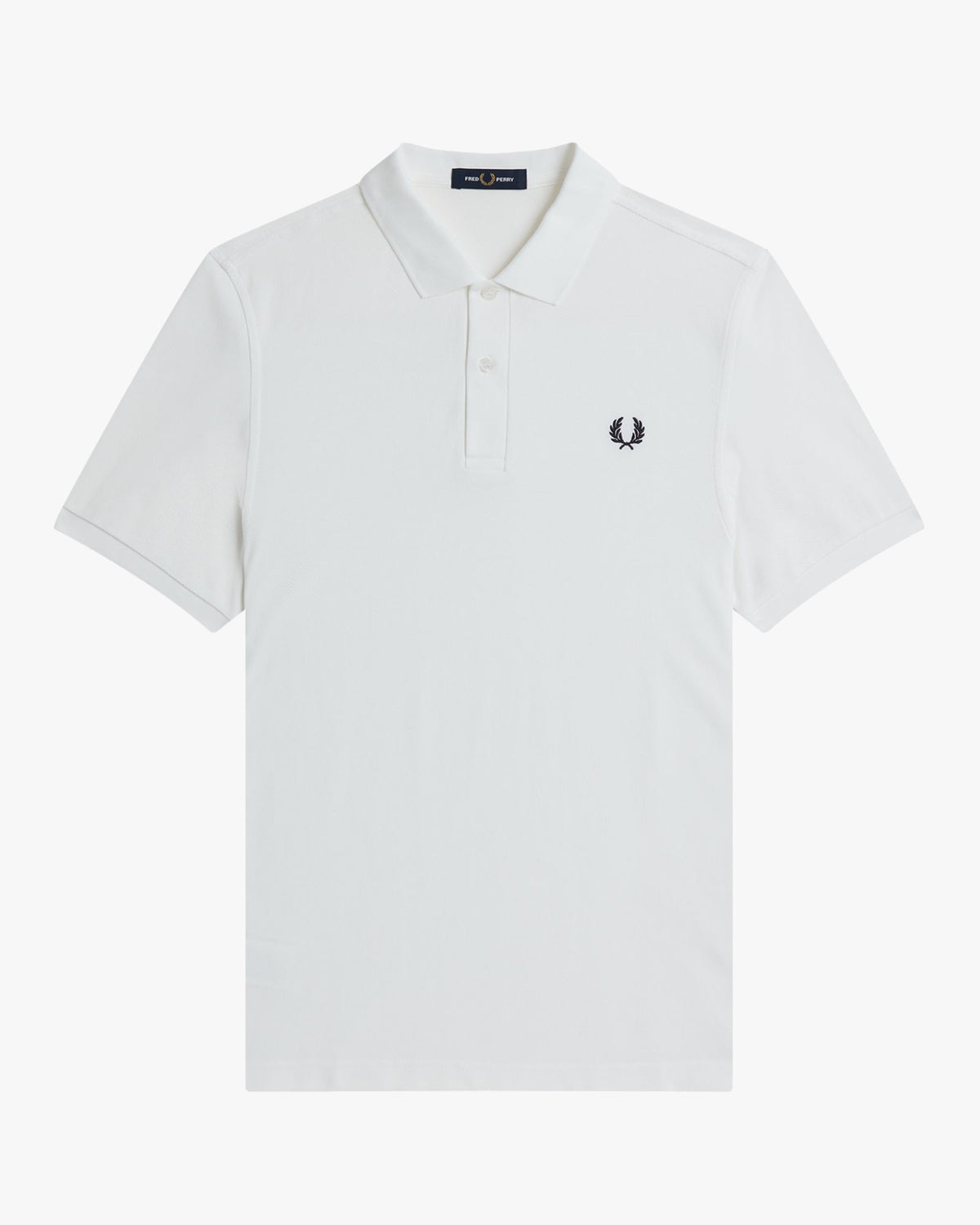 Fred Perry Plain Polo Shirt - White / Navy | Fred Perry Polo Shirts | JEANSTORE