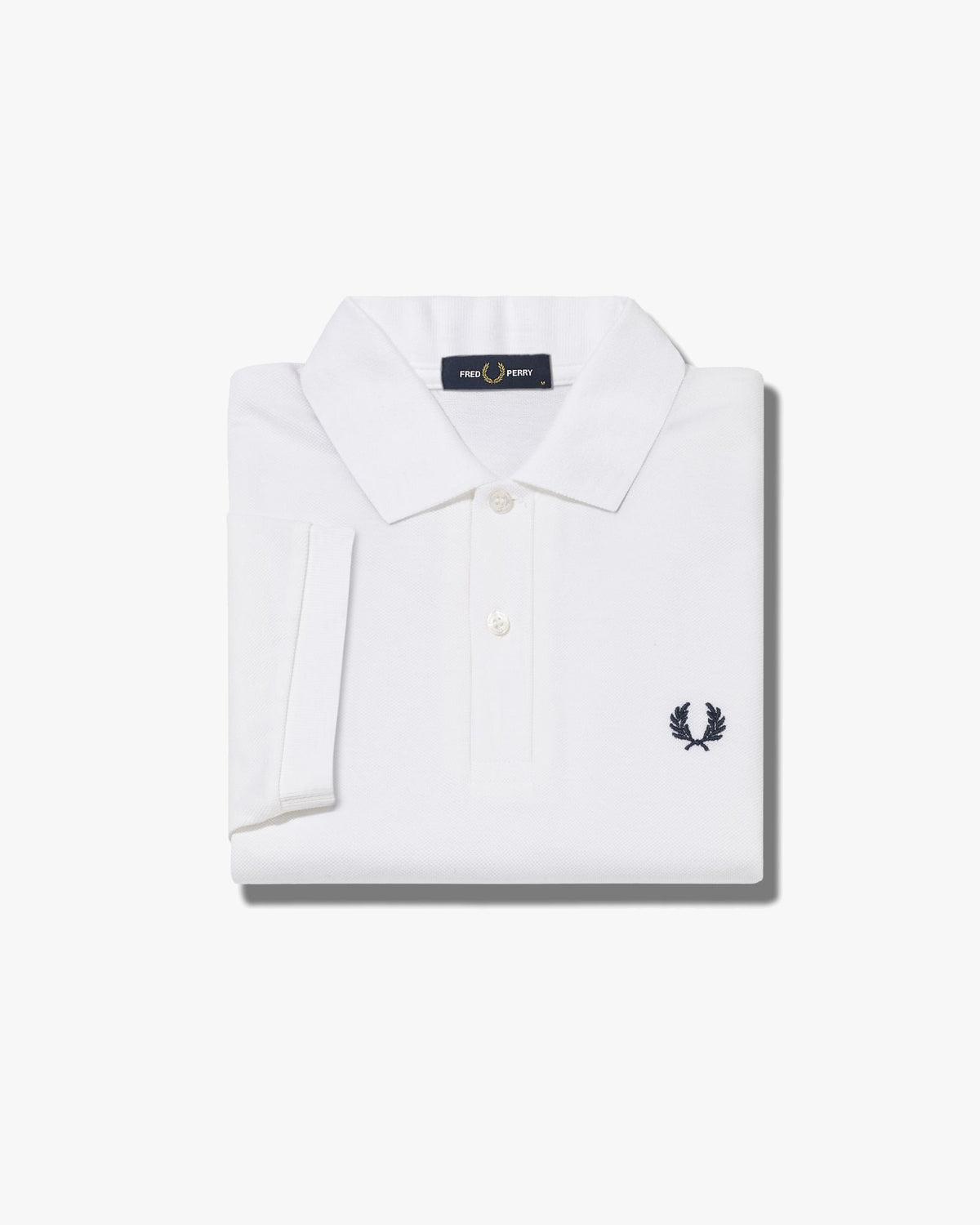 Fred Perry Plain Polo Shirt - White / Navy | Fred Perry Polo Shirts | JEANSTORE
